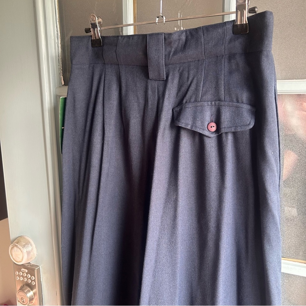 NWT Vintage Pleated Wide Leg Midi Palazzo Pant Trouser Skirt Hunt Club Navy 12 - Picture 5 of 10